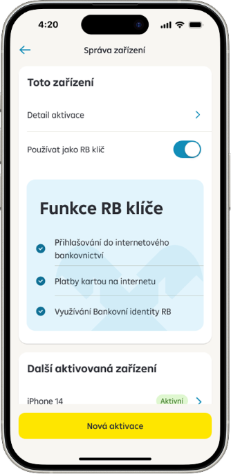 Obrazovka nová aktivace