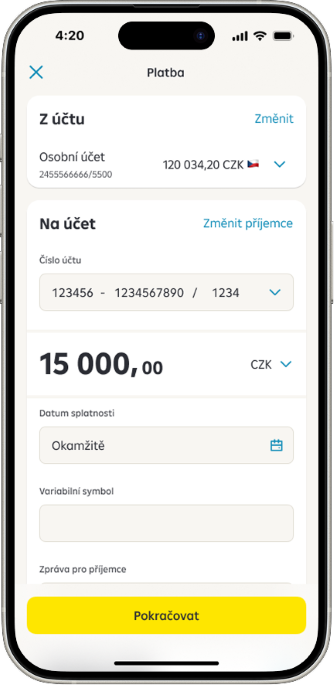 Vyplnit údaje platby
