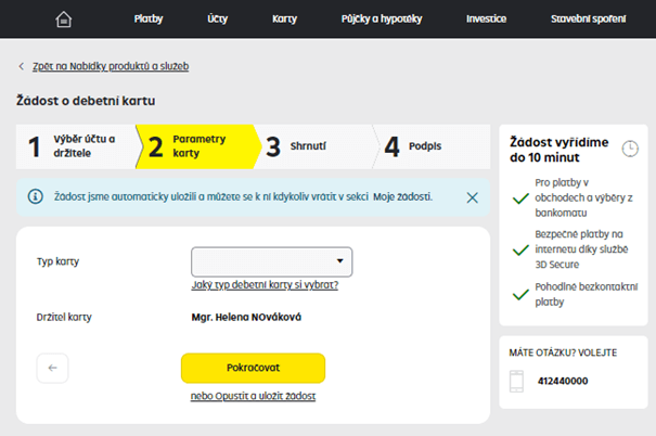 Postup v internetovém bankovnictví