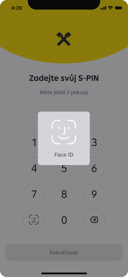 Můžete se přihlásit otiskem prstu nebo obličejem