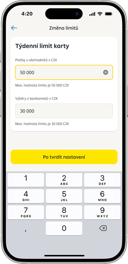 Screen z aplikace Raiffeisen bankovnictví