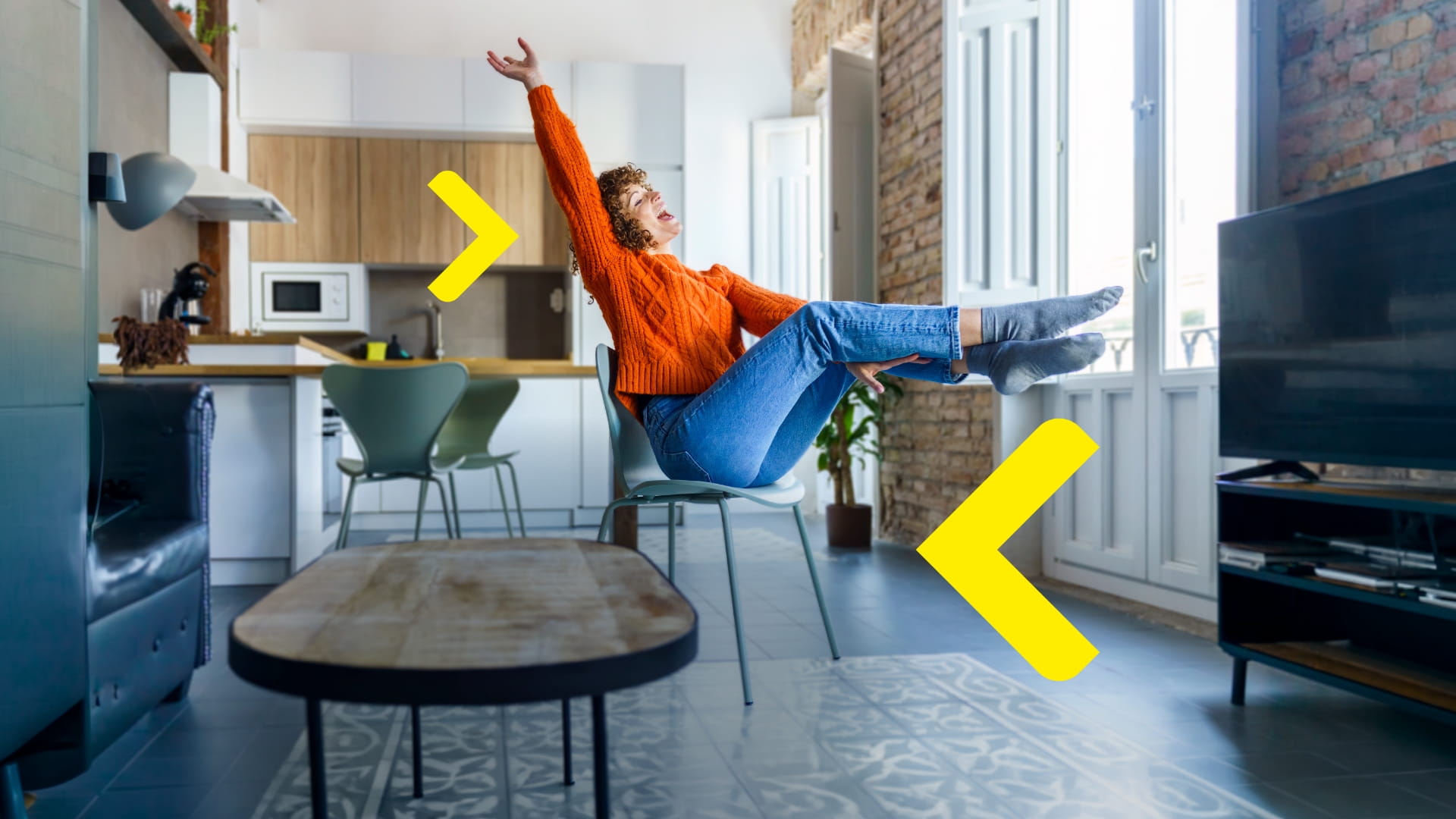 The woman is happy with her own home