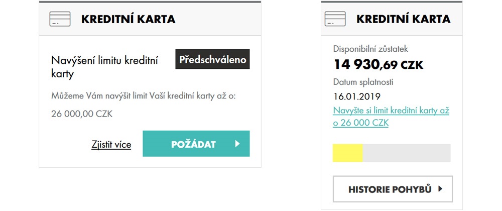 Navýšení limitu kreditní karty
