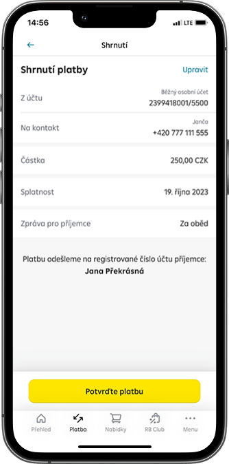 Platba na kontakt