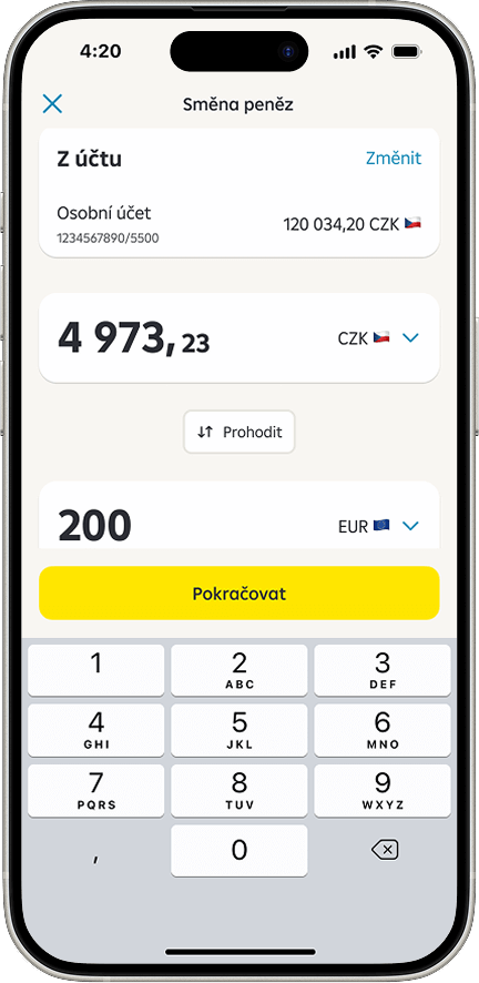 Směna pěněz v mobilním bankovnictví