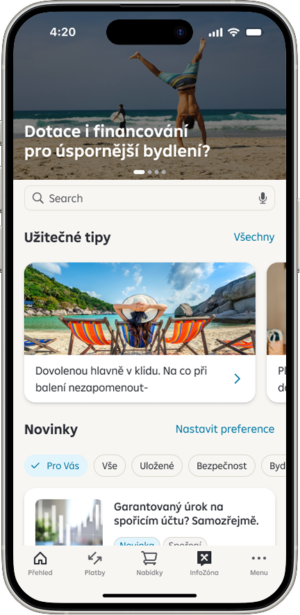 Úvodní obrazovka InfoZóny