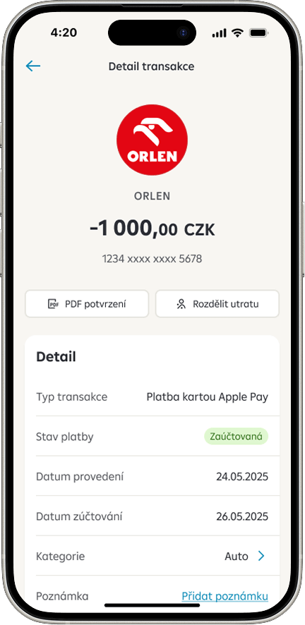 Potvrzení karetní transakce
